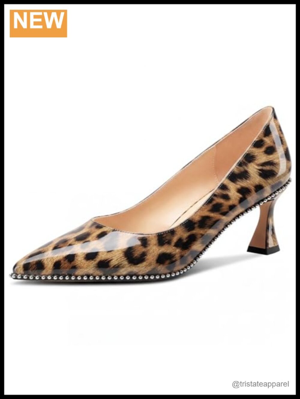 Kitten Heel Pointed Toe Pumps Slip-On Silver Beaded Patent Leather Heels